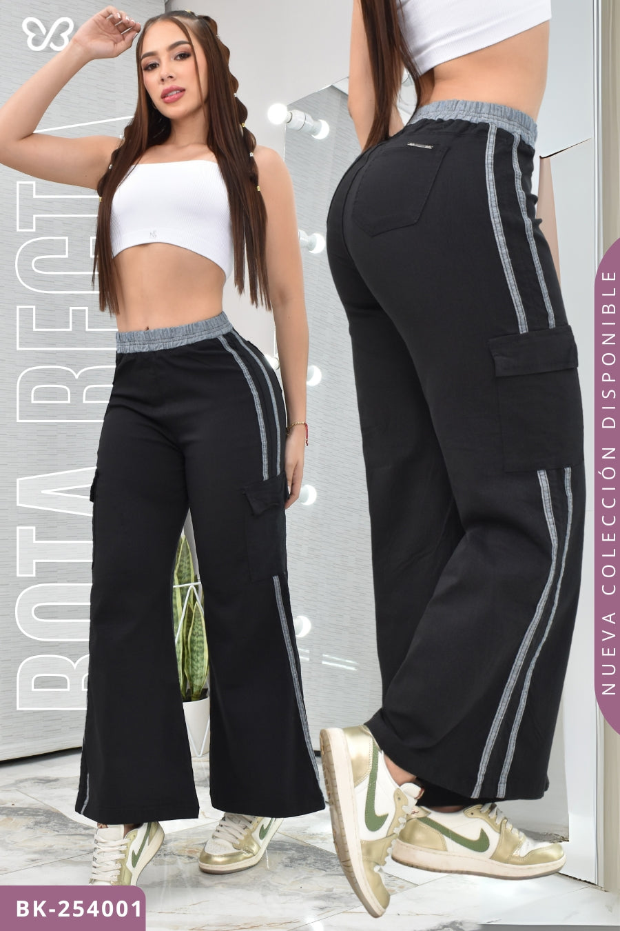 PANTALON SPORT BOTA RECTA CARGO REF. BK-254001