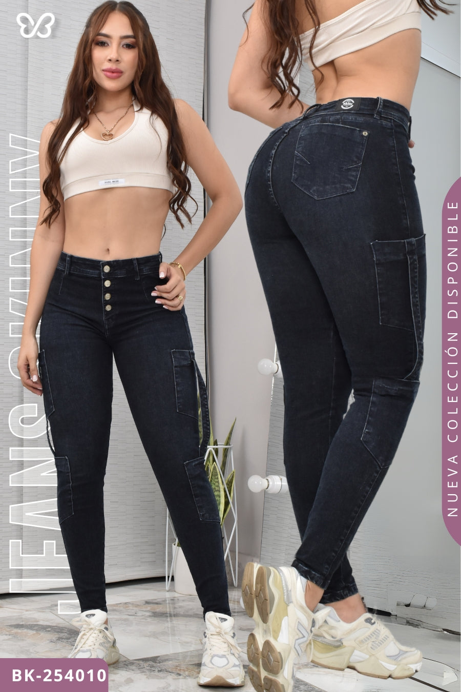 JEANS SKINNY ESTILO CARGO REF. BK-254010