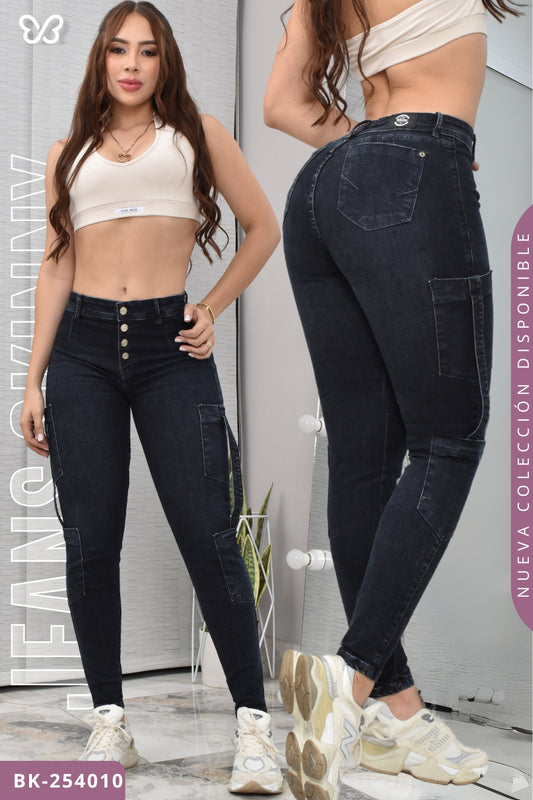 JEANS SKINNY ESTILO CARGO REF. BK-254010